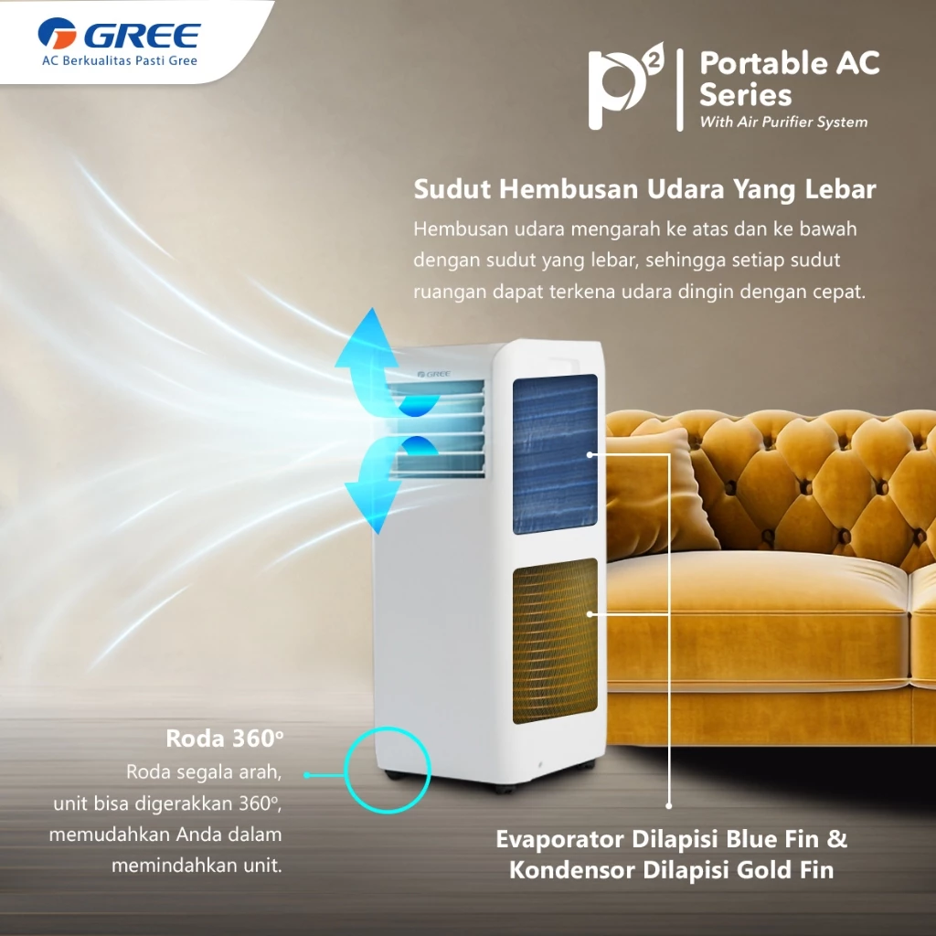GREE AC Portable GPC-09P2 1 PK with Air Purifier system
