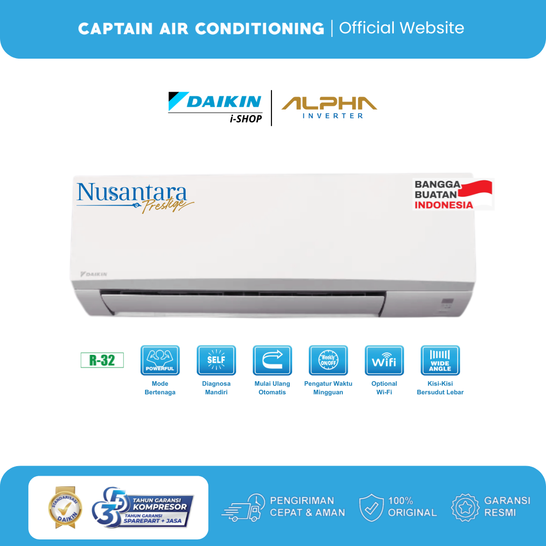 DAIKIN AC Split FTKH-20 3/4 PK Alpha Inverter Nusantara Prestige