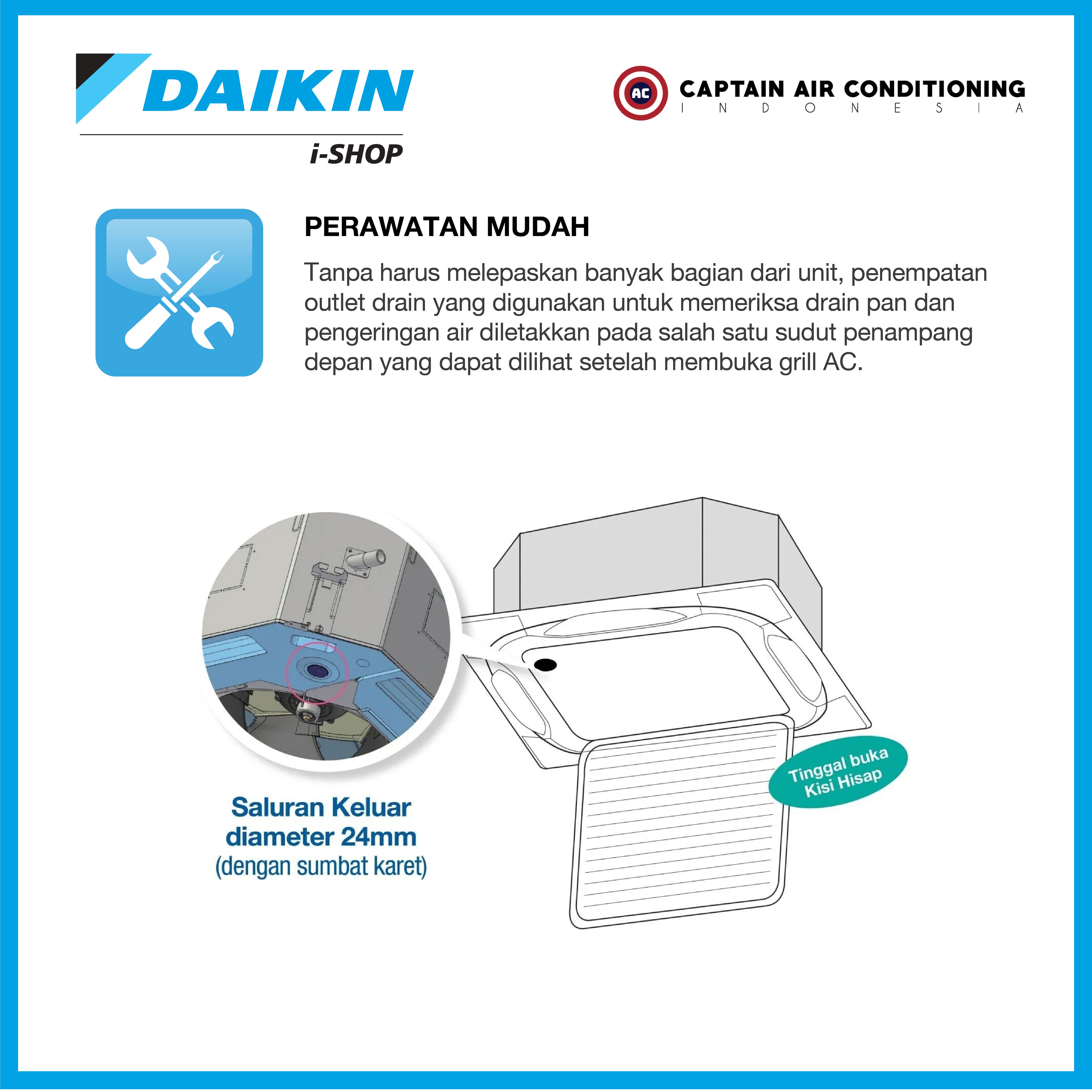 DAIKIN AC Cassette SkyAir Inverter FCFC-85 3.5 PK (3 Phase) - Wired