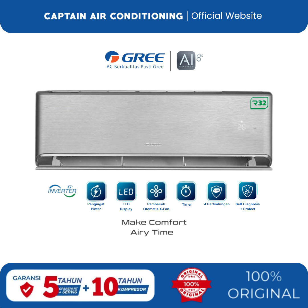 GREE AC Split GWC-12AIRY 1.5 PK Premium Inverter - Silver