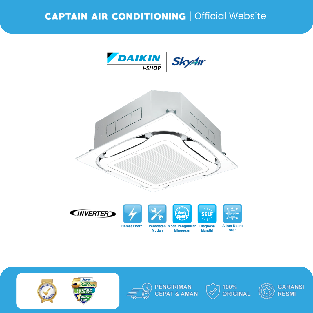 DAIKIN AC Cassette SkyAir Inverter FCFC-85 3.5 PK (1 Phase) - Wired