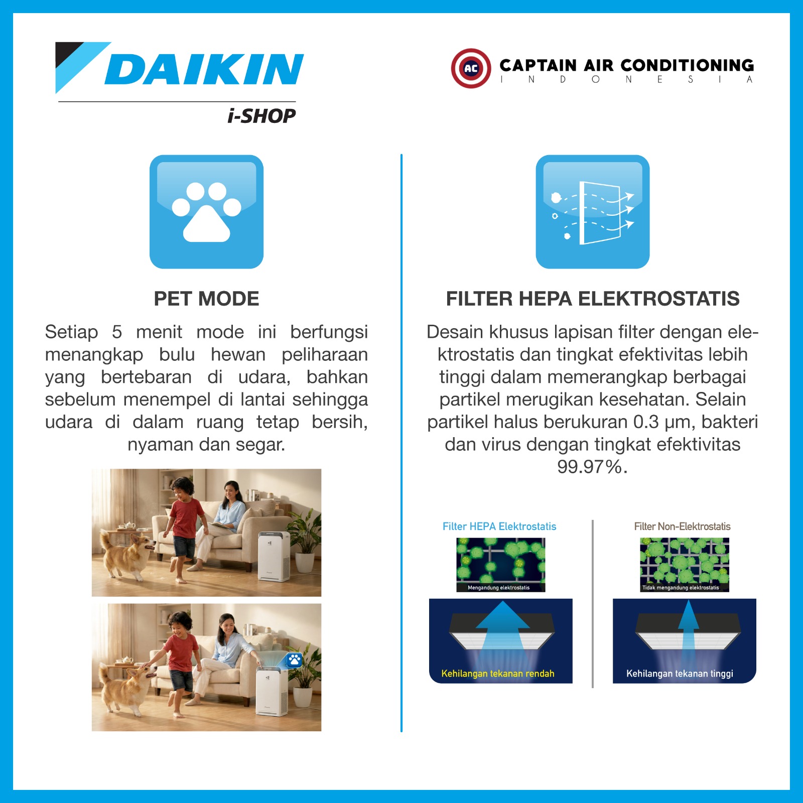 DAIKIN Air Purifier MC-555A with HEPA Filter
