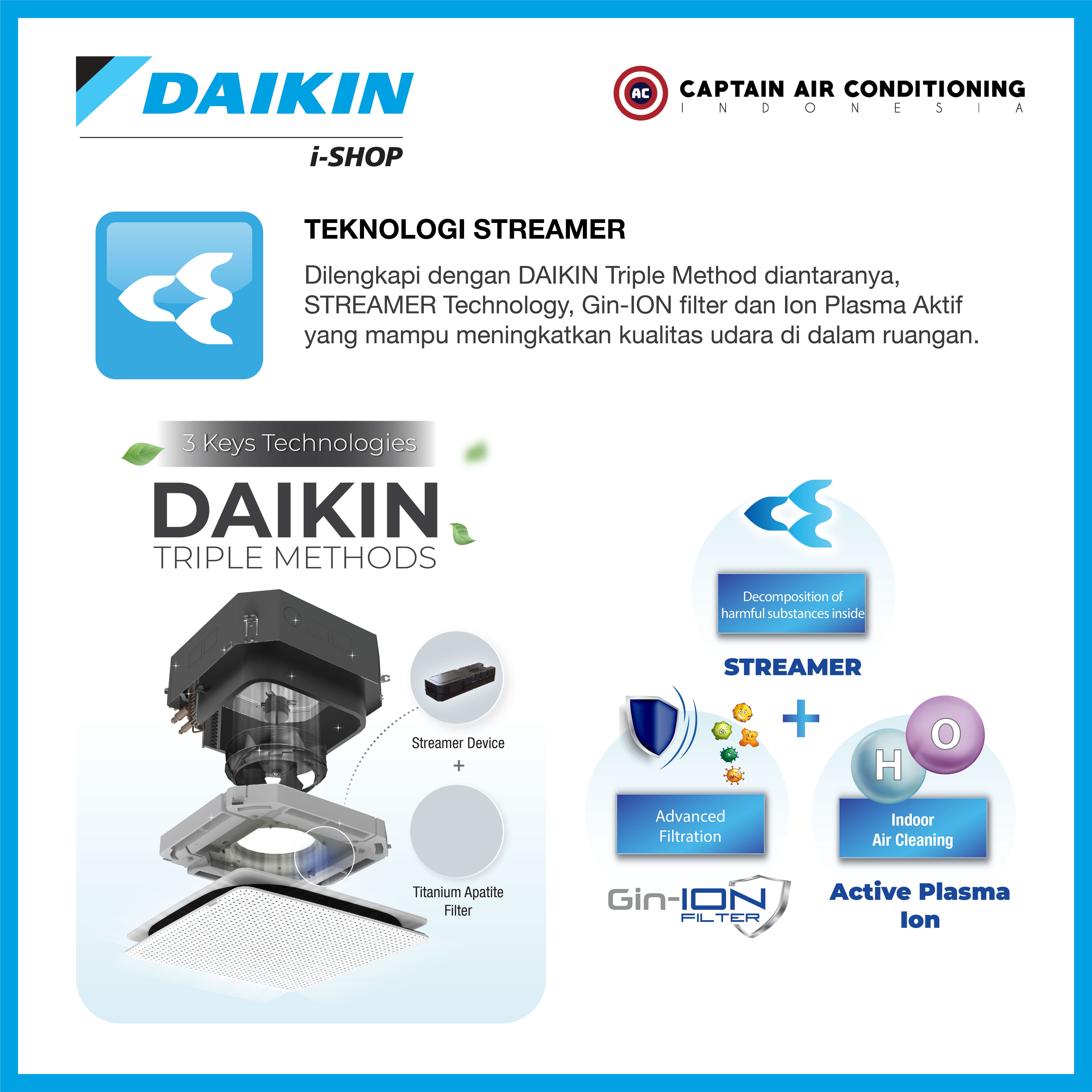 DAIKIN AC Cassette SkyAir Kiriu Smart Inverter FCFG-60 2.5 PK - Wireless