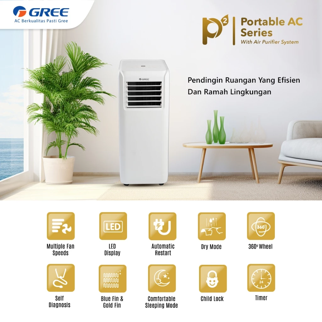 GREE AC Portable GPC-05P2 1/2 PK with Air Purifier system