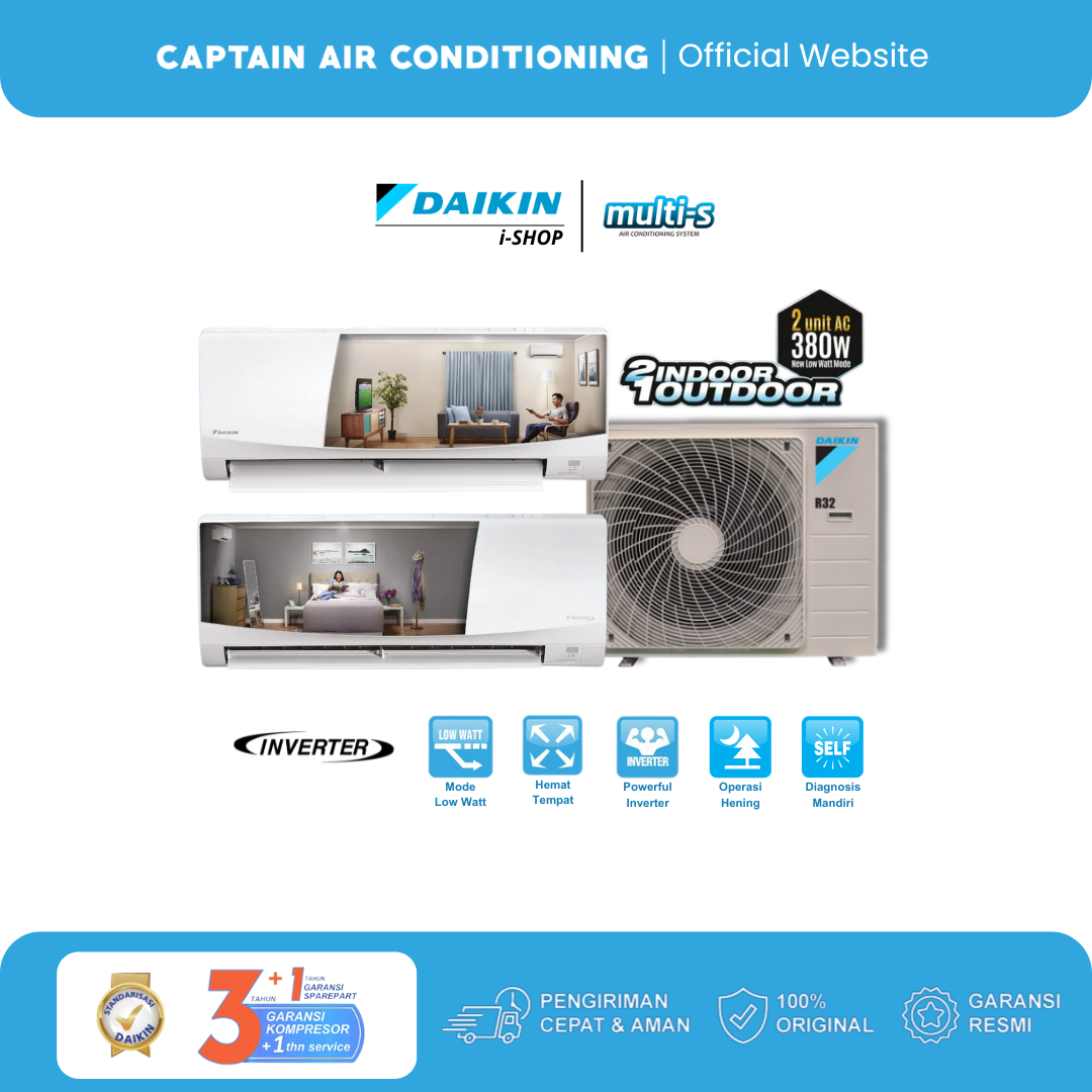 DAIKIN AC Multi S 2 Koneksi - 2MKC30 (15+20) 1/2 + 3/4 PK Inverter