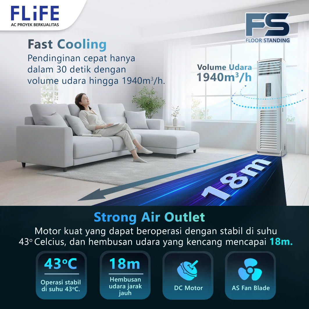 FLIFE AC Floor Standing FVC-48FS(S) (3 Phase) 5 PK