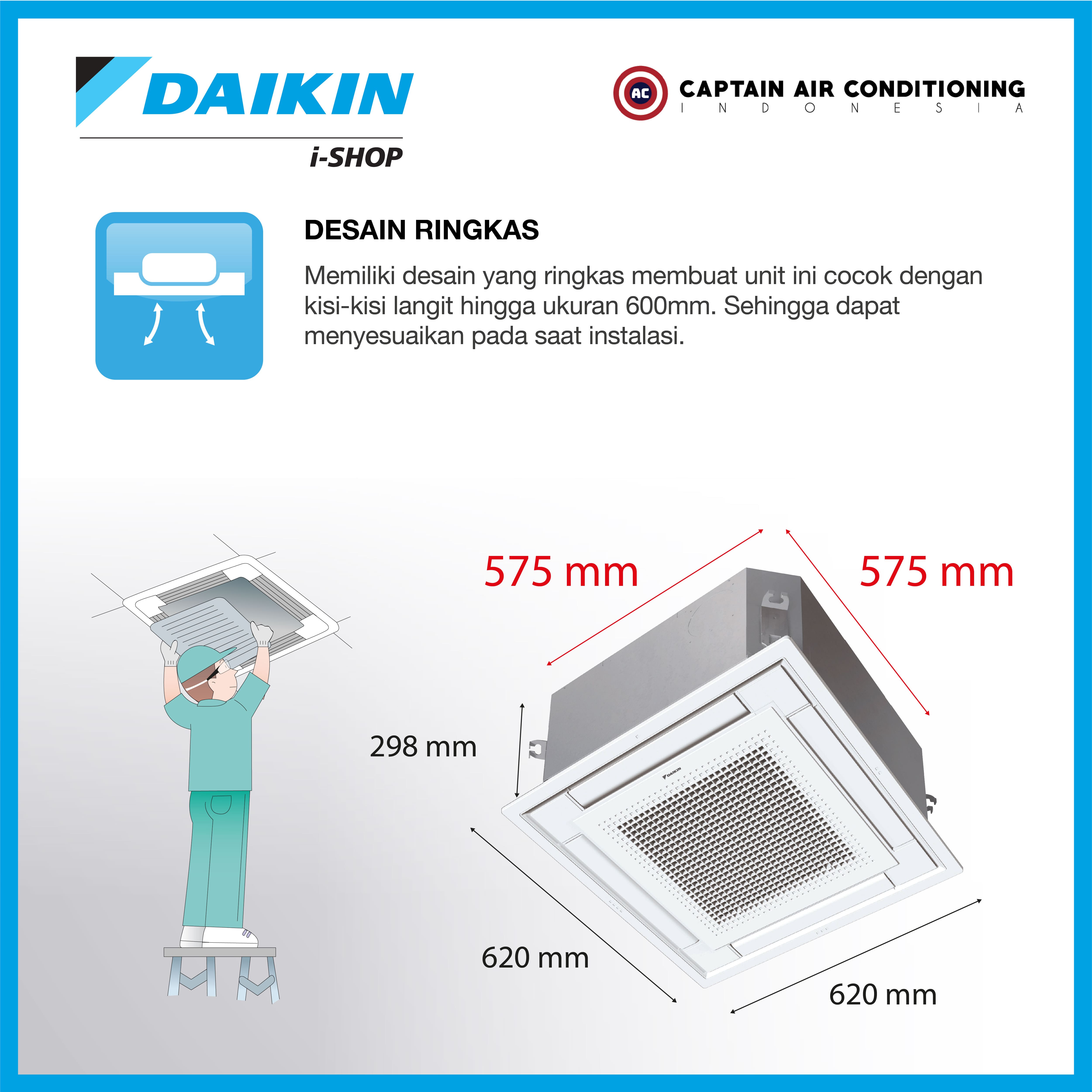 DAIKIN AC Mini Cassette SkyAir Inverter FFFC-71 3 PK (3 Phase) - Wireless