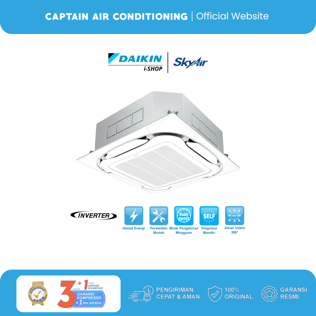 DAIKIN AC Cassette SkyAir Inverter FCFC-125 5 PK (3 Phase) - Wireless