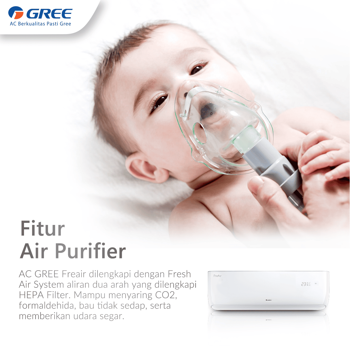 GREE AC Split GWC-12FREAIR 1.5 PK Inverter with Air Purifier system