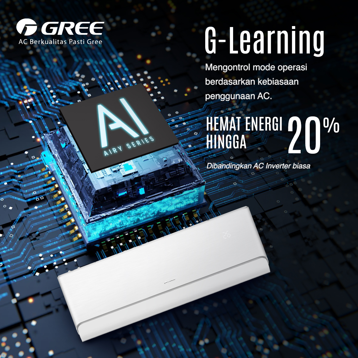 GREE AC Split GWC-12AIRY 1.5 PK Premium Inverter - Silver