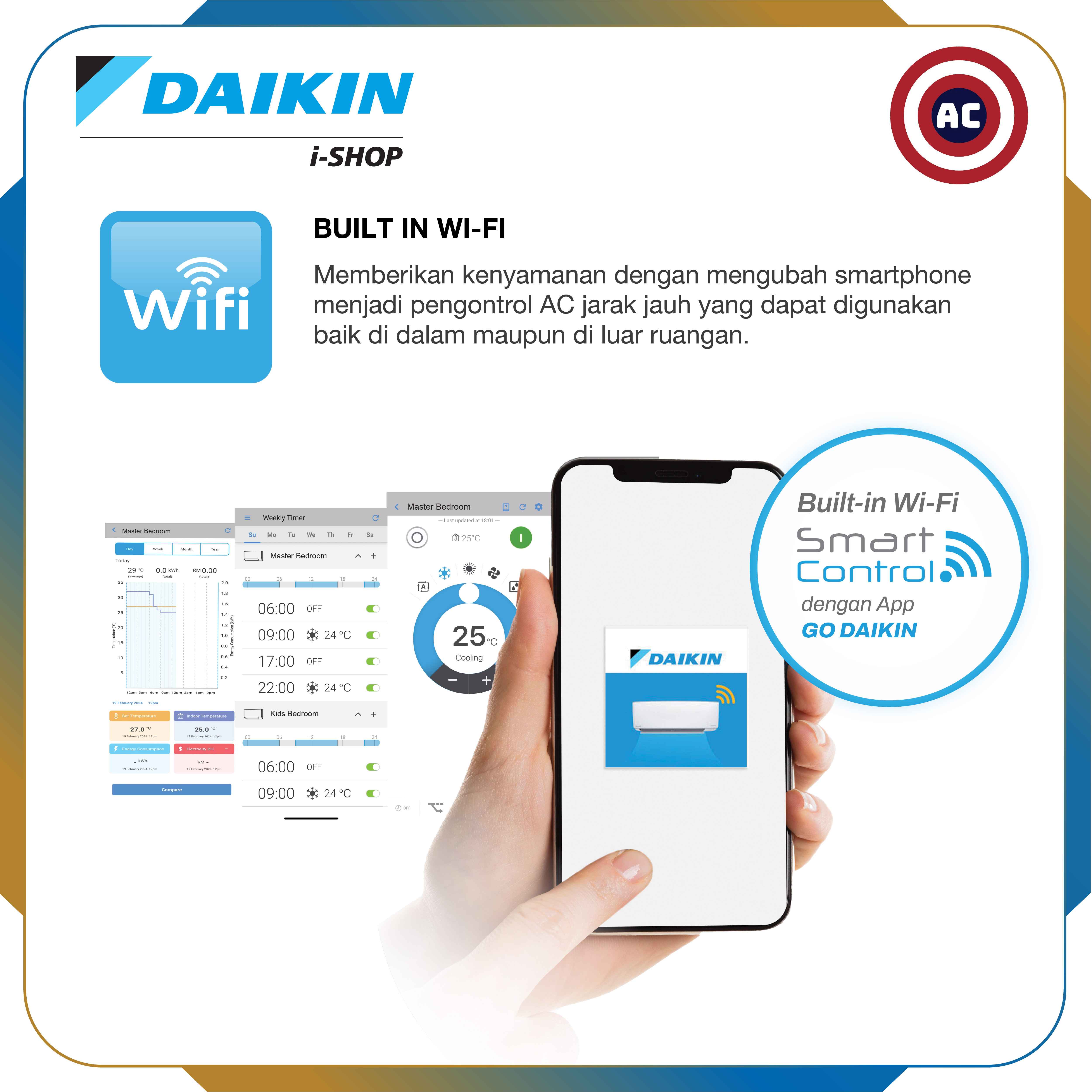 DAIKIN AC Split FTKH-15 1/2 PK Alpha Inverter Nusantara Prestige