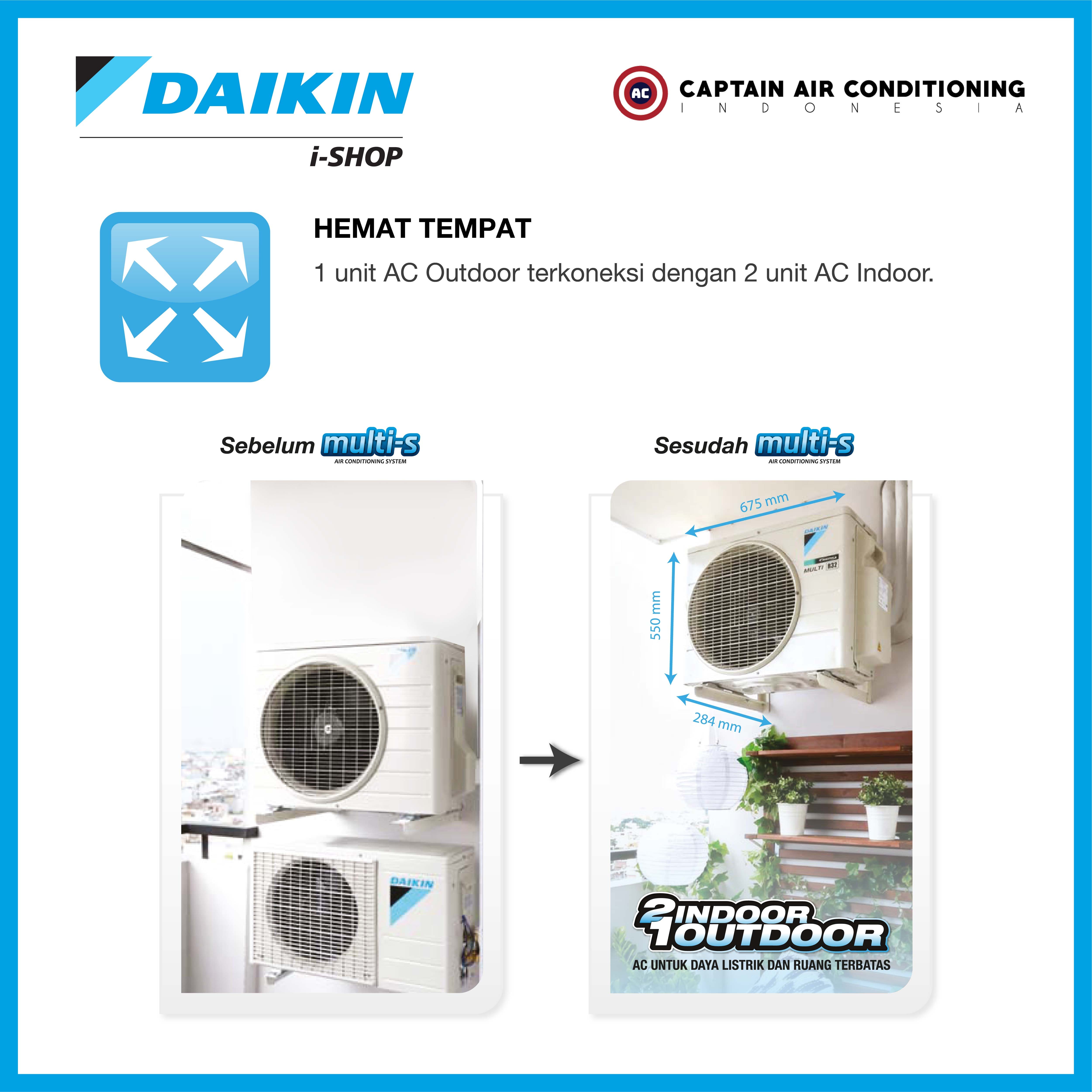 DAIKIN AC Multi S 2 Koneksi - 2MKC30 (15+15) 1/2 + 1/2 PK Inverter 